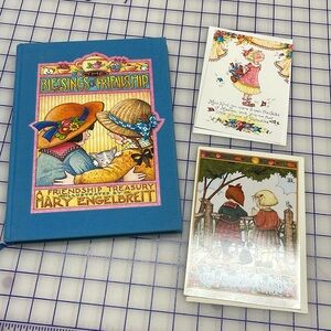 ME Blessings of Friendship Hardback Collectible Book VTG plus 2 greeting cards